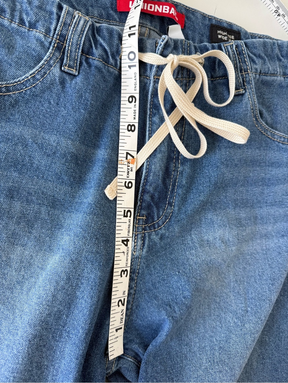 UNIONBAY Soleil Tie-Waist High Rise Wide Leg Denim Jeans Size 9/29W Medium Wash - Picture 13 of 15